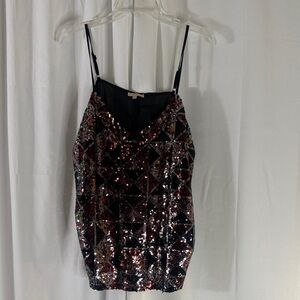 Peach Couture Sequin Blouse - Black and Red